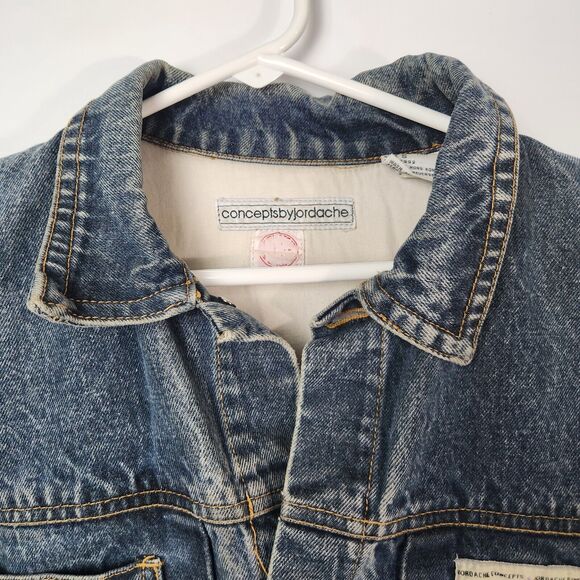 Vtg 80s Jordache Jean Jacket Womens S Y2k Style Bratz Chore Wear Gorpcore 1990s - Picture 2 of 12